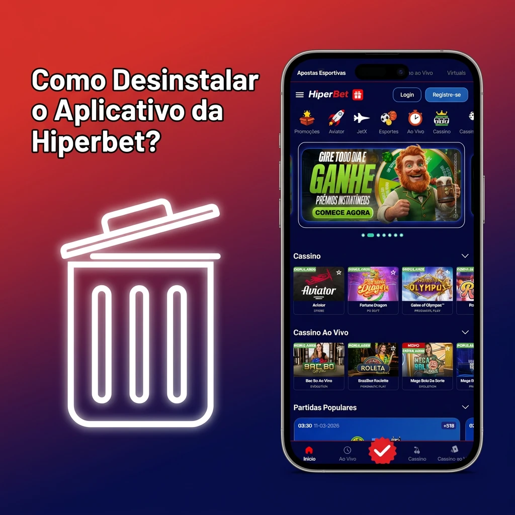 Person uninstalling Hiperbet app on mobile phone through settings menu on Android smartphone screen