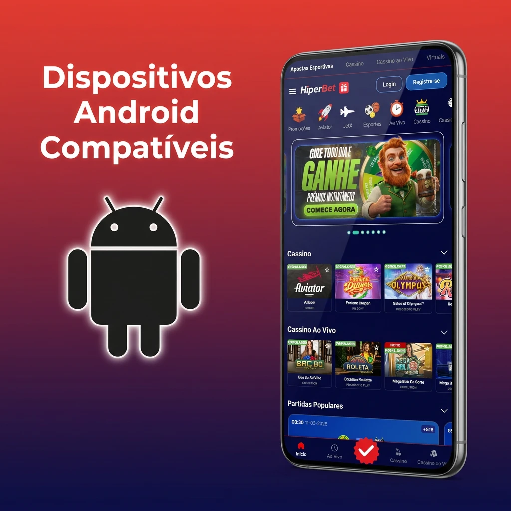 Compatible Android devices for Hiperbet app including Samsung, Xiaomi, Motorola, Realme and Poco smartphones