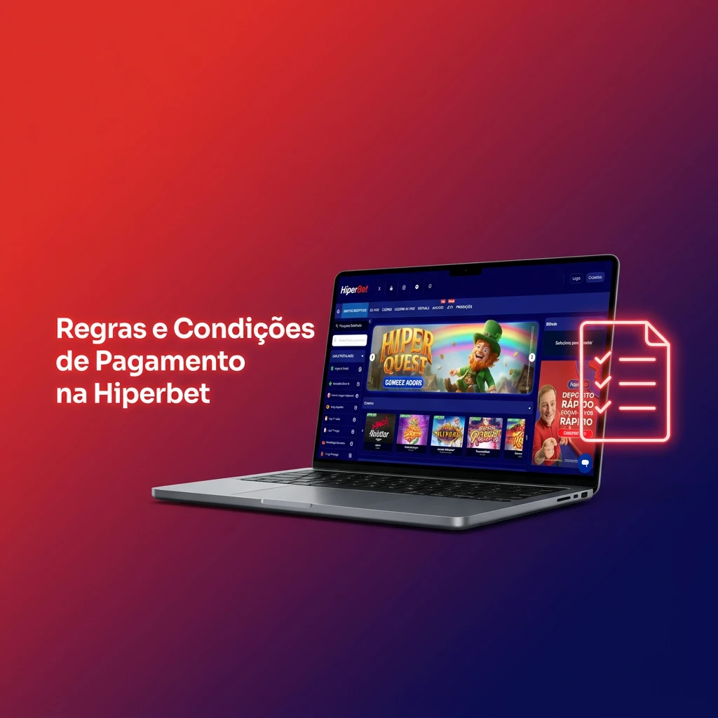 Payment rules checklist for Hiperbet platform showing deposit, withdrawal, and verification conditions for Brazilian users